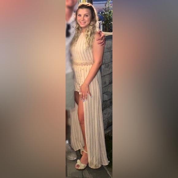 Striped High Low Jumpsuit - Picture 2 of 9